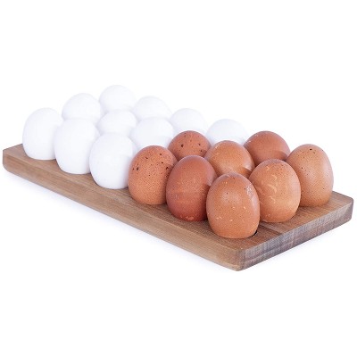 Wooden Egg Holder For 18 Eggs Usable in Kitchen Refrigerator or Countertop for Display or Storage