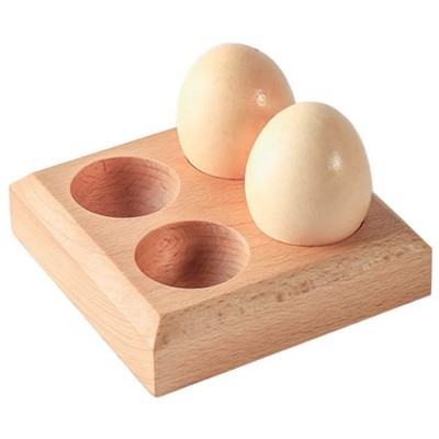 Wooden Egg Holder Tray 4 Grids Refrigerator Egg Container Egg Storage Organizer Wood egg crate For Kitchen