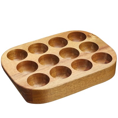 Wooden Egg Holder Rack With Carry Handles