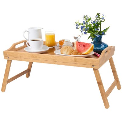 Foldable Bamboo breakfast serving tray bed table laptop bed tray