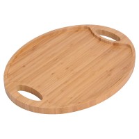 Harmony Essentials Bamboo Tray with Handles  Round Serving Tray - Great for Food and Drink   Wood Serving Tray